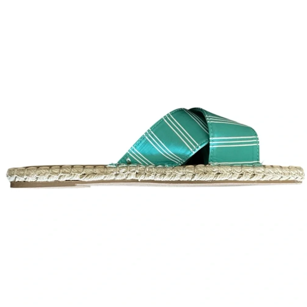 💖 5 for $25 💖 Serra Turquoise Green and White Striped Espadrille Sandals